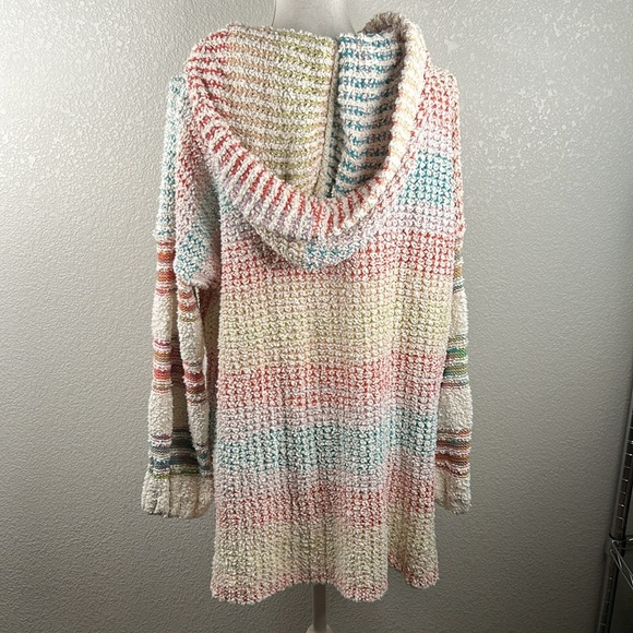 Free People Sit Next To Me Boho Knit Multi-Colored Oversized Hoodie Size Small - Picture 5 of 7